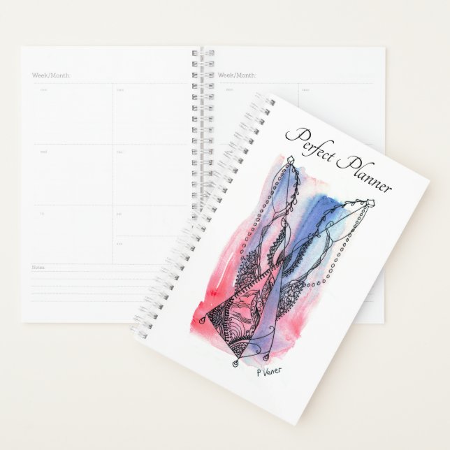 Pretty Blue and Red Abstract Art Planner (Display)