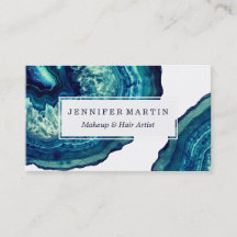 Pretty Blue and Teal Agate Geode Stone on Blue