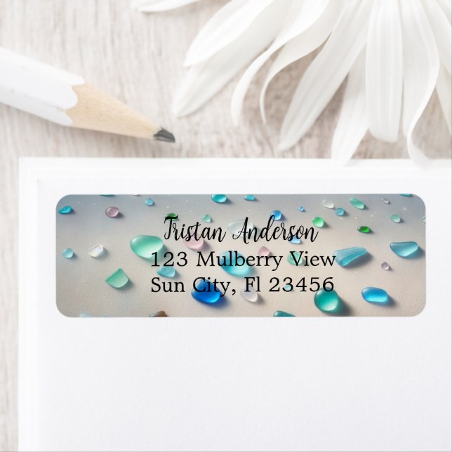 Pretty Blue and Teal Sea Glass  Personalised (Insitu)