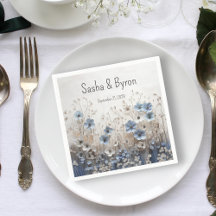 Pretty Blue and White 3D Flower Garden Wedding