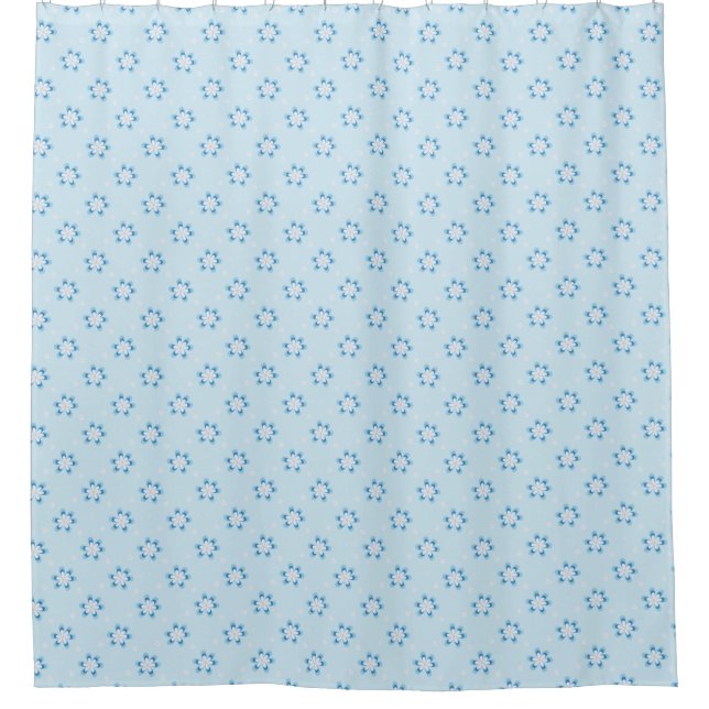 Pretty Blue and White Daisy flowers Shower Curtain (Front)