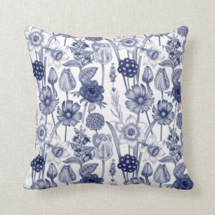 Pretty Blue and White Flowers No. 1 Pillow