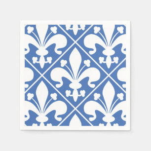Pretty Blue and White French Fleur de Lys Napkin