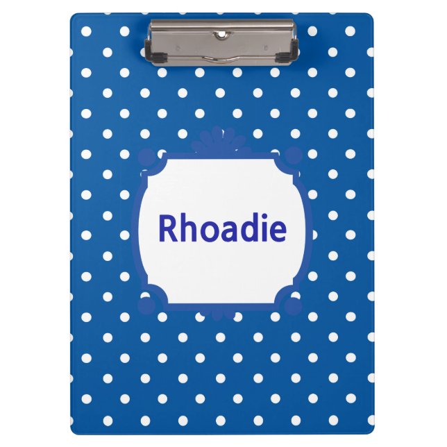 Pretty Blue and White Polka Dots Clipboard (Front)