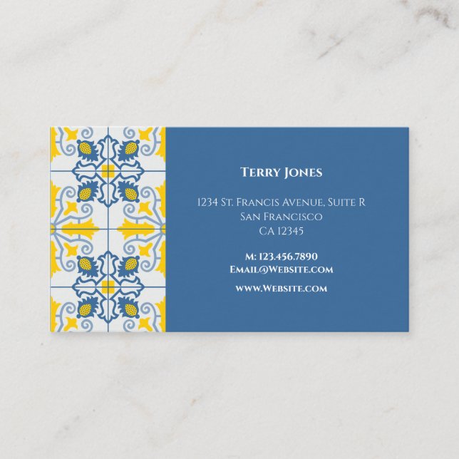 Pretty blue and yellow Portuguese tiles Business Card (Front)