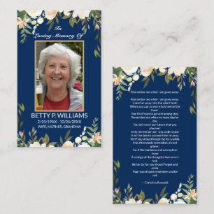 Pretty Blue Antique Floral Gold Frame Prayer Card