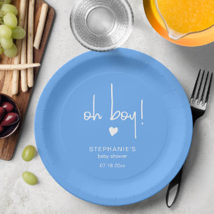 Pretty Blue Baby Boy Shower Paper Plate
