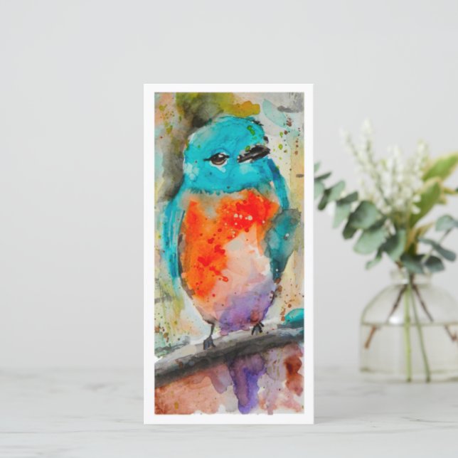 Pretty Blue Bird Flat Holiday Card (Standing Front)