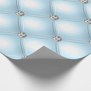 Pretty Blue Bling Jewels Puffy Wrapping Paper