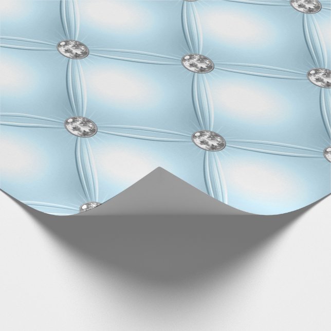 Pretty Blue Bling Jewels Puffy Wrapping Paper (Corner)