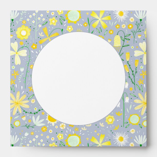 Pretty Blue Botanical Wildflower Floral Envelope (Front)