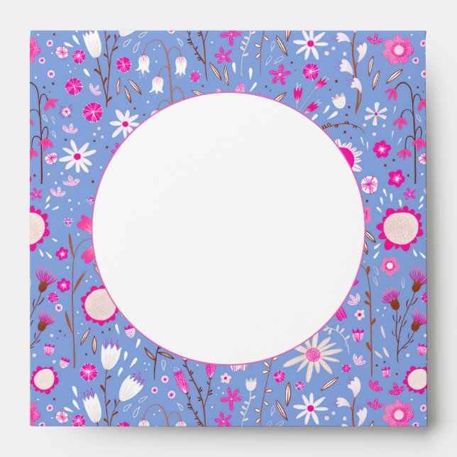 Pretty Blue Botanical Wildflower Floral Envelope (Front)
