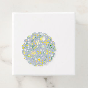 Pretty Blue Botanical Wildflower Floral Favour Tags
