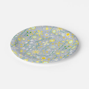 Pretty Blue Botanical Wildflower Floral Paper Plate