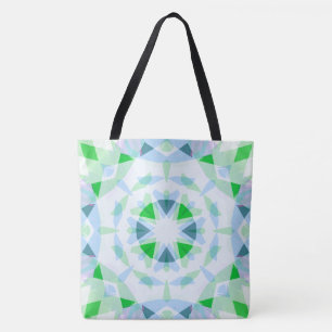 Pretty Blue Bright Green Star Eclectic Beach Tote Bag