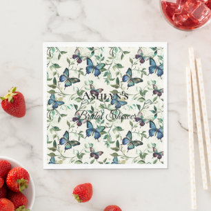Pretty Blue Butterflies Bridal Shower Napkin