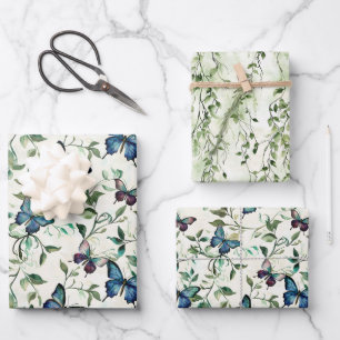 Pretty Blue Butterflies Bridal Shower Wrapping Paper Sheet