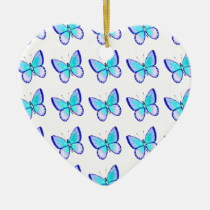 Pretty Blue Butterflies Ceramic Tree Decoration