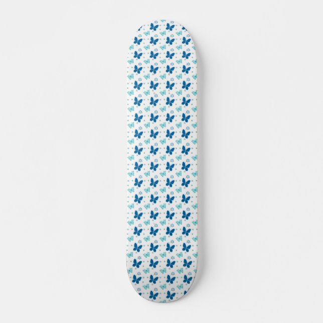 Pretty Blue Butterflies Skateboard (Front)