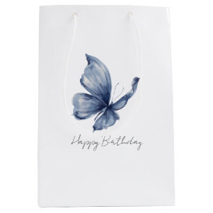 Pretty Blue Butterfly Birthday Medium Gift Bag