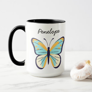 Pretty Blue Butterfly • Customisable Name Mug