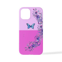 Pretty Blue Butterfly on Pinks iPhone 12 Mini Case