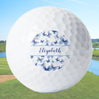 Pretty blue butterfly with custom name ladies gol