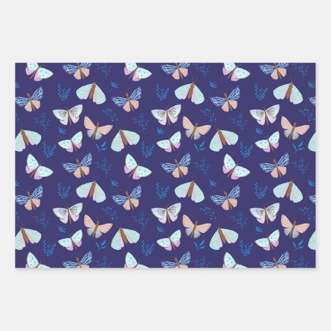 Pretty blue Butterfly Wrapping Paper (Front)