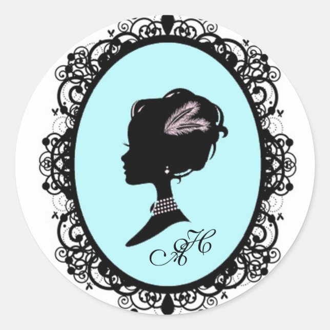 pretty blue cameo classic round sticker (Front)