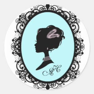 pretty blue cameo classic round sticker