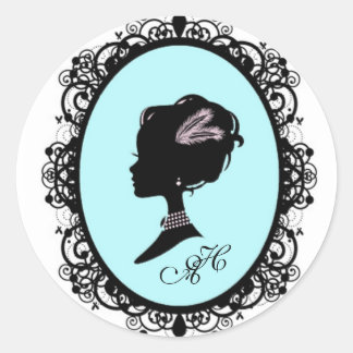 pretty blue cameo classic round sticker