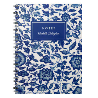 Pretty Blue Chinoiserie Chinese Floral Vintage  Notebook