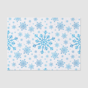 Pretty Blue Christmas Snowflakes on Winter White Tissue Paper