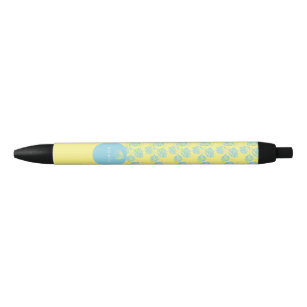 Pretty Blue Country Floral Black Ink Pen