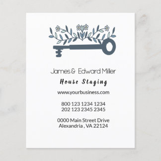 Pretty Blue Country Floral Property Home  Key Flyer