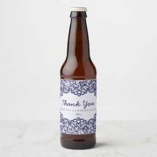 Pretty Blue Country Lace Beer Bottle Label