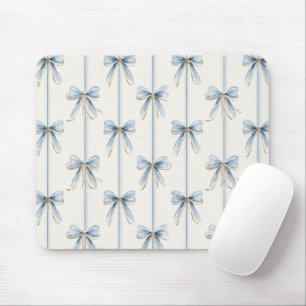 Pretty Blue Cream Bows Mouse Mat