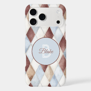 Pretty Blue Cream Tan Brown Diamonds