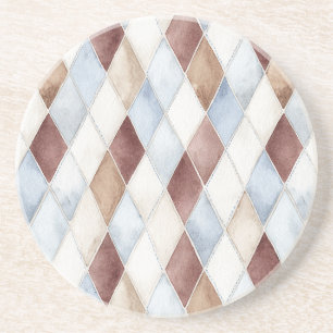 Pretty Blue Cream Tan Brown Diamonds   Coaster