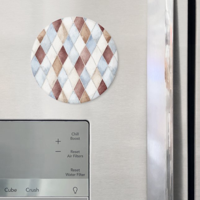 Pretty Blue Cream Tan Brown Diamonds   Magnet (In Situ (Fridge))
