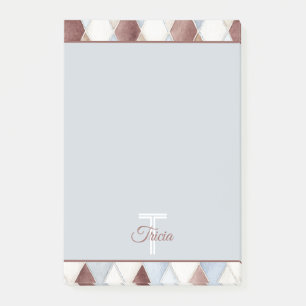Pretty Blue Cream Tan Brown Diamonds Post-it Notes