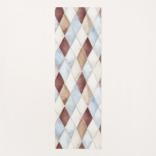 Pretty Blue Cream Tan Brown Diamonds   Yoga Mat