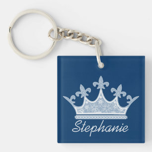 Pretty Blue Crown Custom Key Chain