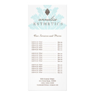Pretty Blue Damask Price List Rack Card