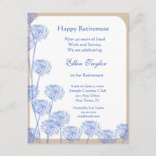 Pretty Blue Dandelion Retirement Party Invitation