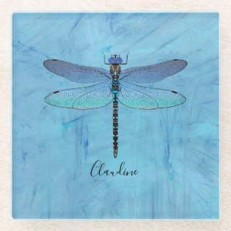 Pretty Blue Dragonfly Drink Beer Coaster