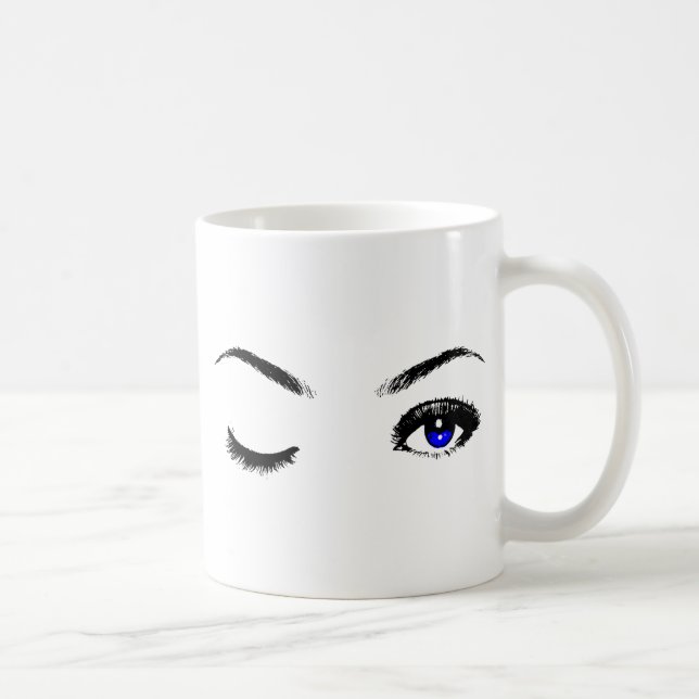Pretty Blue Eyes Winking Coffee Mug (Right)