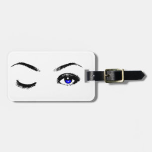 Pretty Blue Eyes Winking Luggage Tag