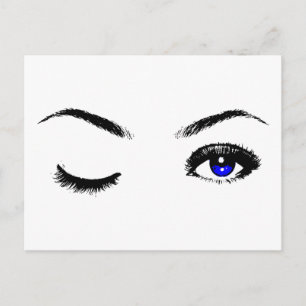 Pretty Blue Eyes Winking Postcard