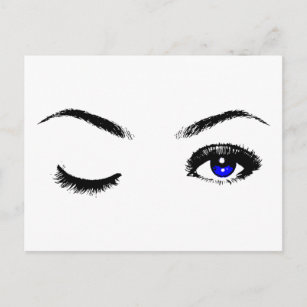 Pretty Blue Eyes Winking Postcard